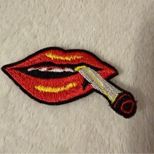 Embroidered Lipstick Cigarette Vintage Patch